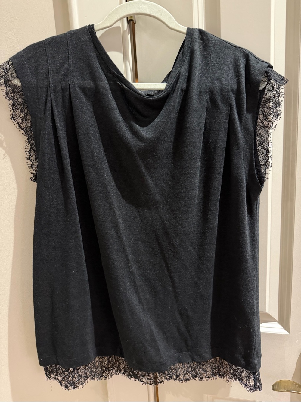 Marc by Marc Jacobs Black Lace-Trim Cap Sleeve Tank Top